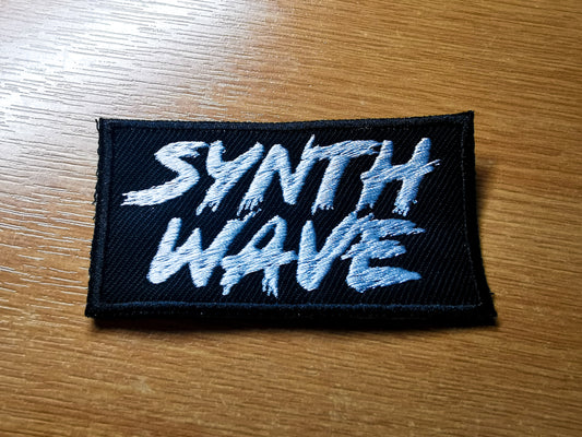 Synthwave Embroidered Patch White