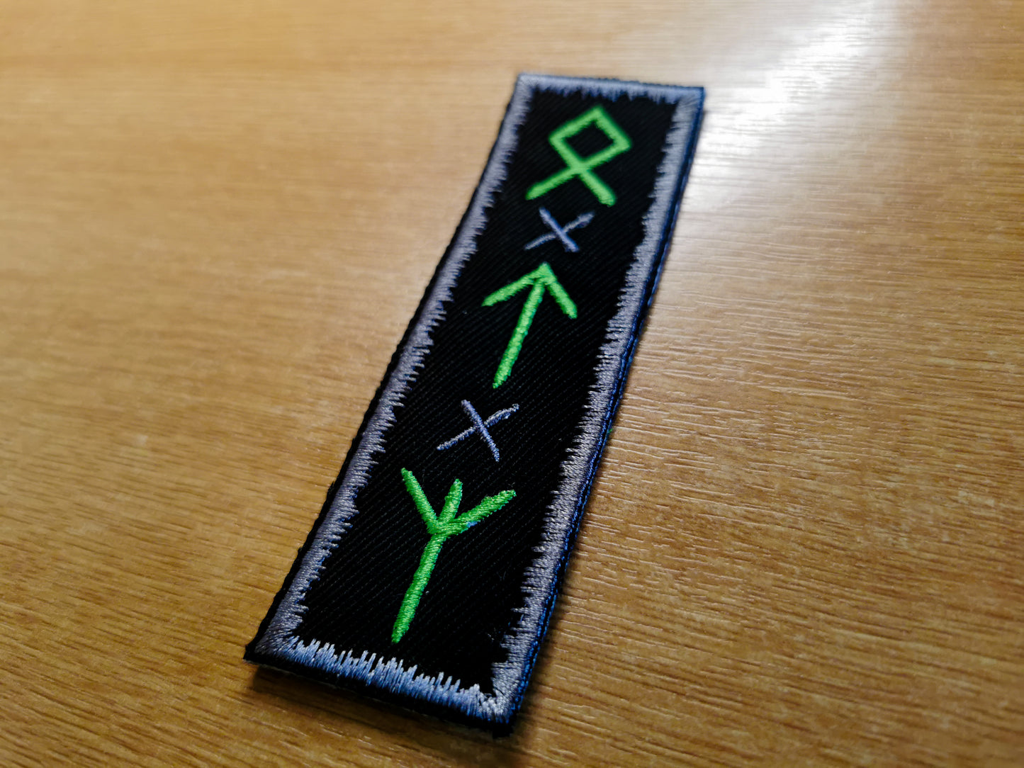 Green and Pewter Viking Rune - Odal, Teiwaz and Algeiz Embroidered Patch