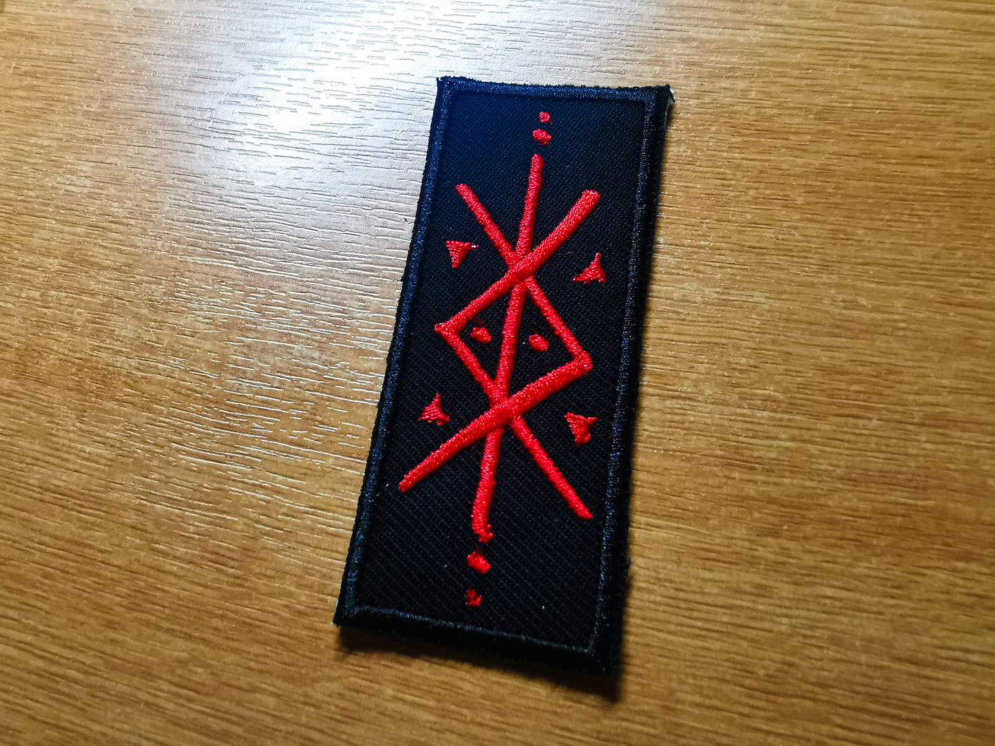 Protection Bindrune Embroidered Patch Red