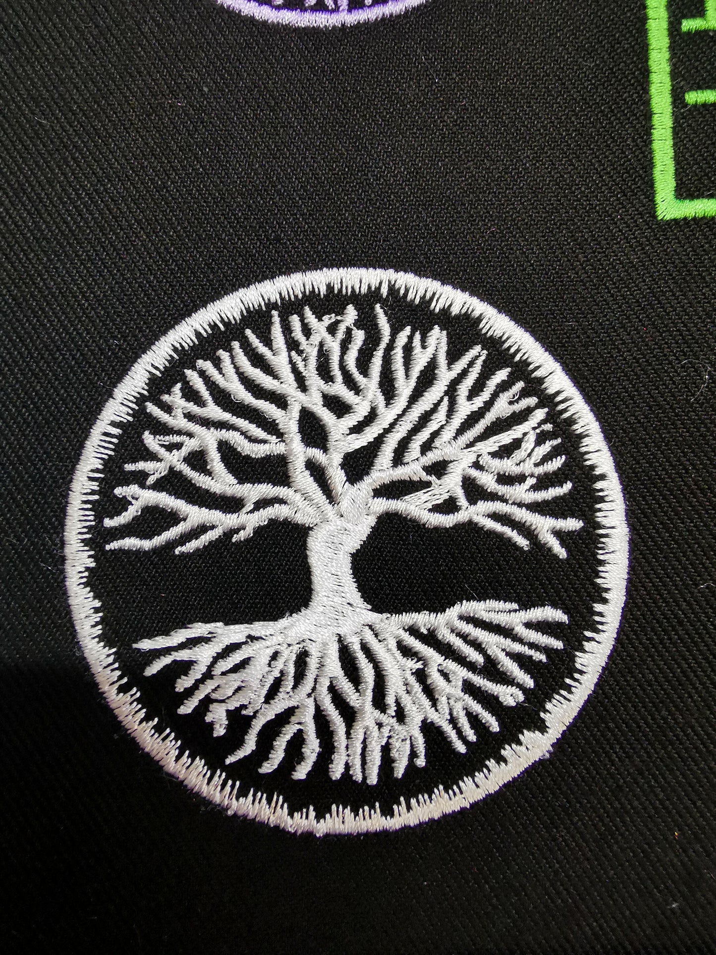 Yggdrasil Tree of Life Embroidered Patch White and Snowy Border