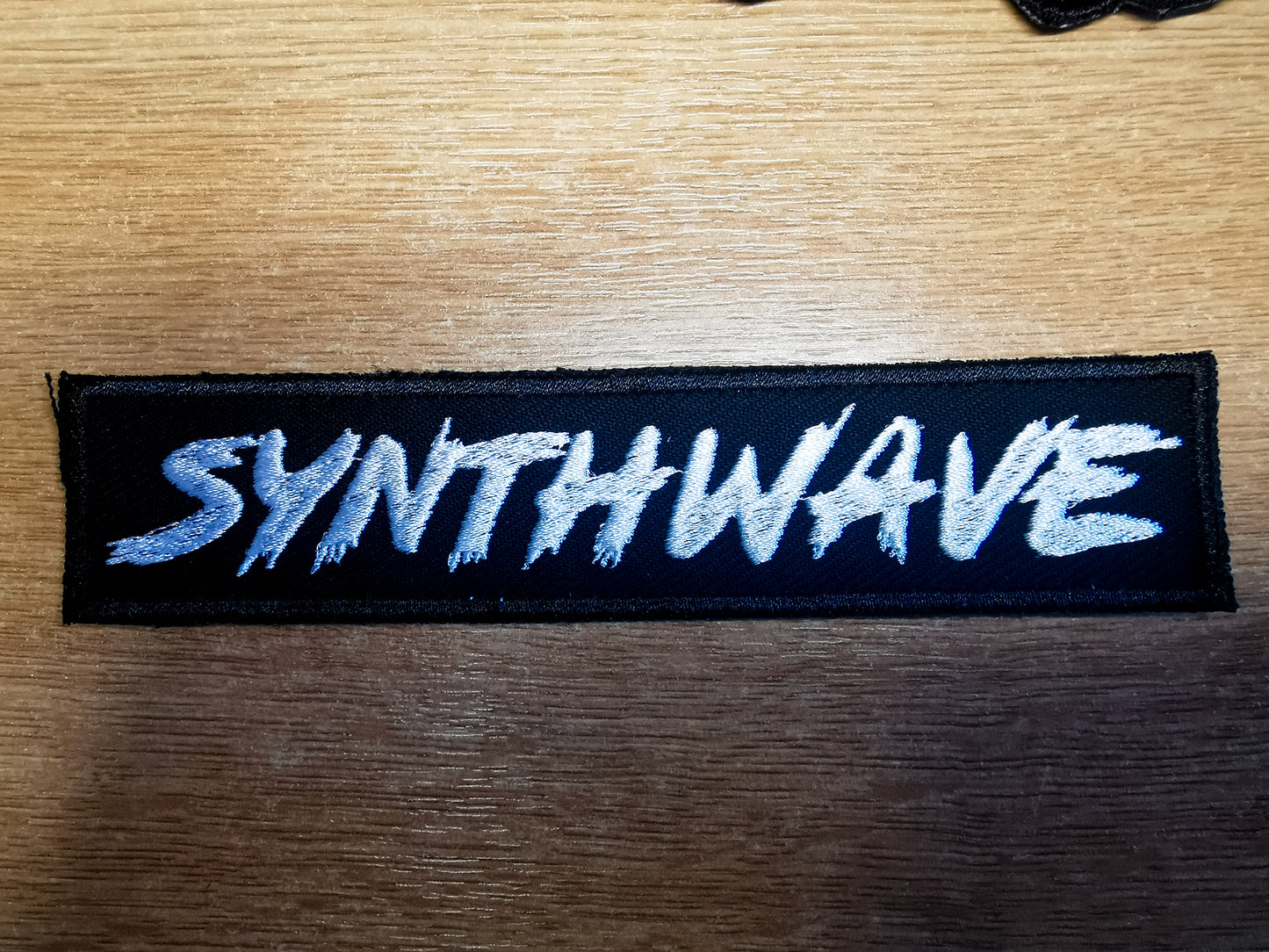 Synthwave Embroidered Patch Long Banner White