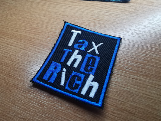 Tax The Rich Punk Style Embroidered Patch Electric Blue