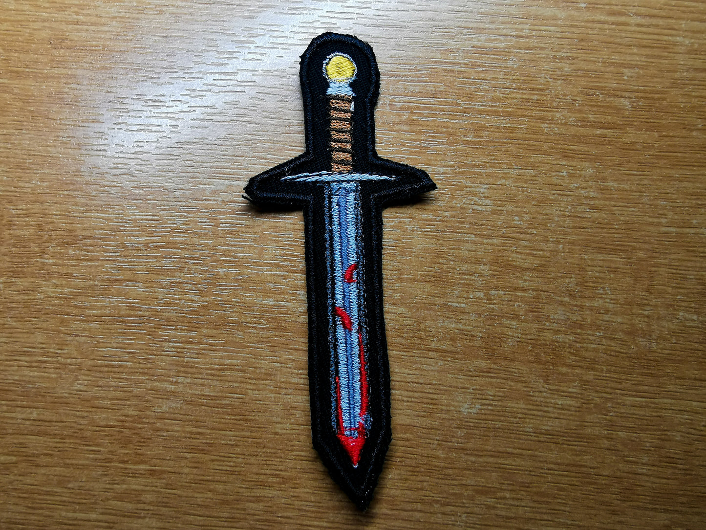 Sword with Blood Embroidered Patch Destiny Fantasy RPG Vikings Medieval