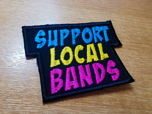Support Local Bands Embroidered Patch Vibrant Blue Yellow Fuschia