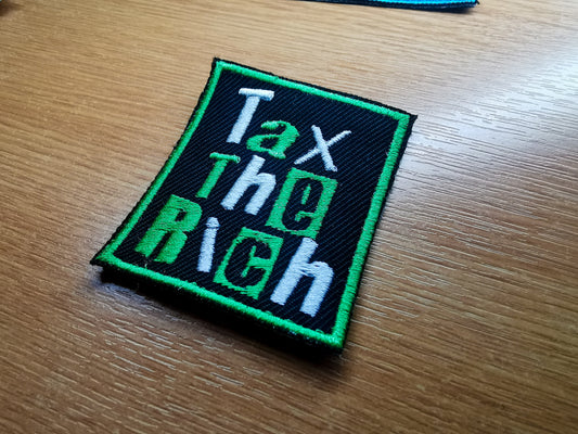Tax The Rich Punk Style Embroidered Patch Emerald Green