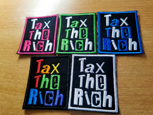 Tax The Rich Punk Style Embroidered Rainbow