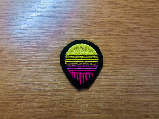 Synthwave Mini Sunset Melting Embroidered Patch