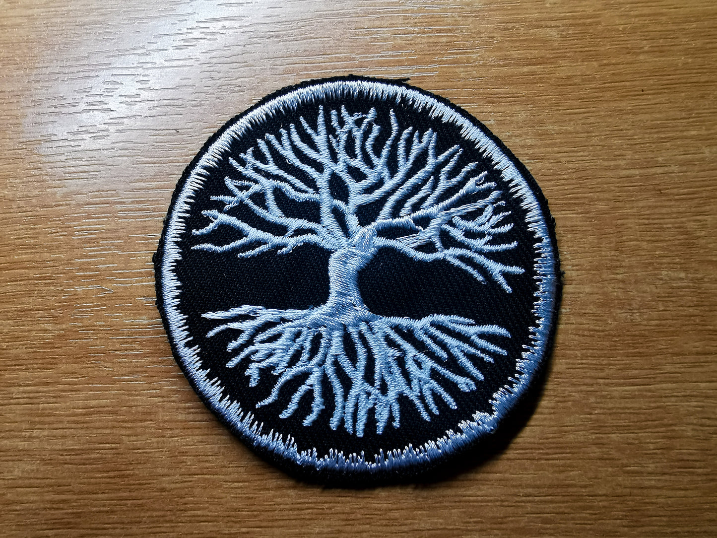 Yggdrasil Tree of Life Embroidered Patch White and Snowy Border